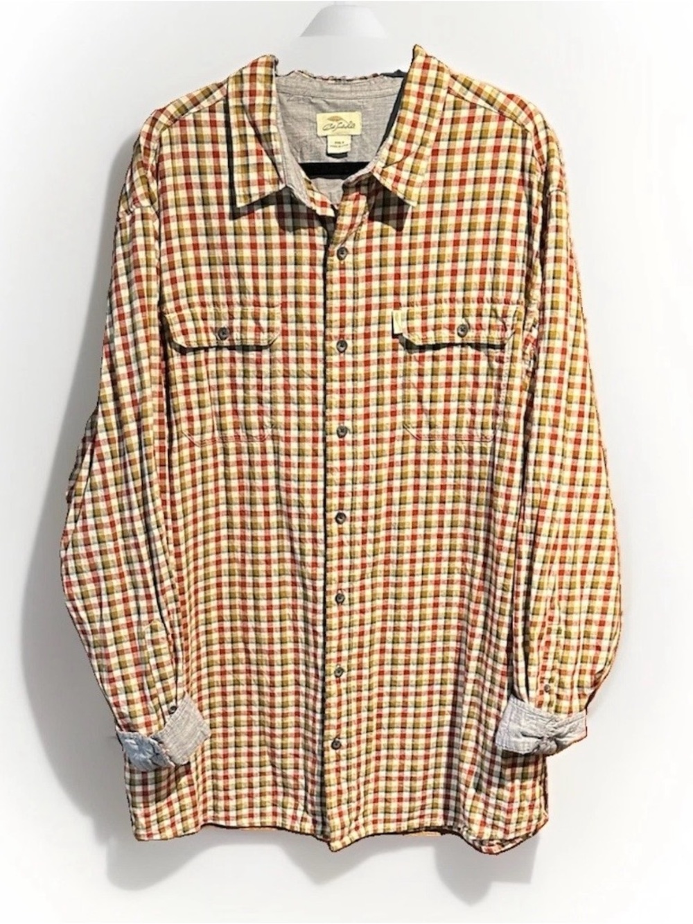 Red Head Mens Plaid Flannel Button Down Shirt‎ Long Sleeve Multi Color Size L